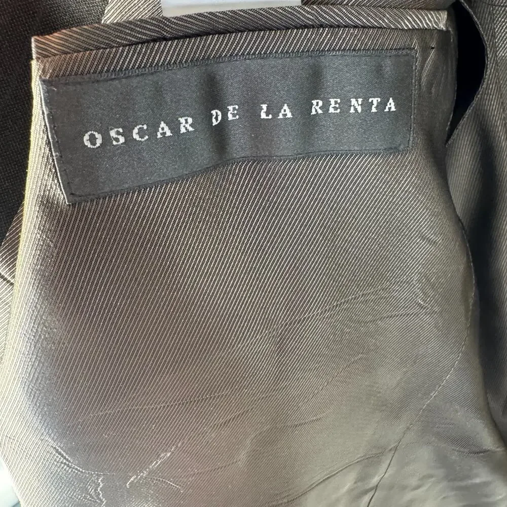 Vintage Oscar de la Renta Wool Blazer 44S Pinstrip Sport Coat, Classic, Designer